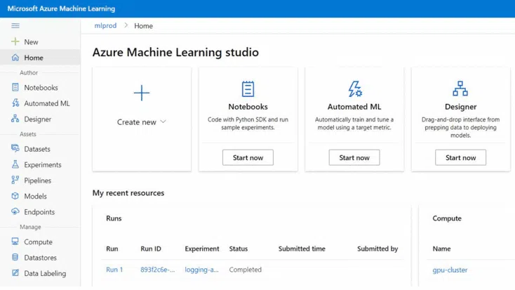 Azure mAchine Learning Platform Dashboard