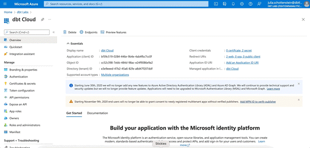 Update Permissions for newly created Azure app