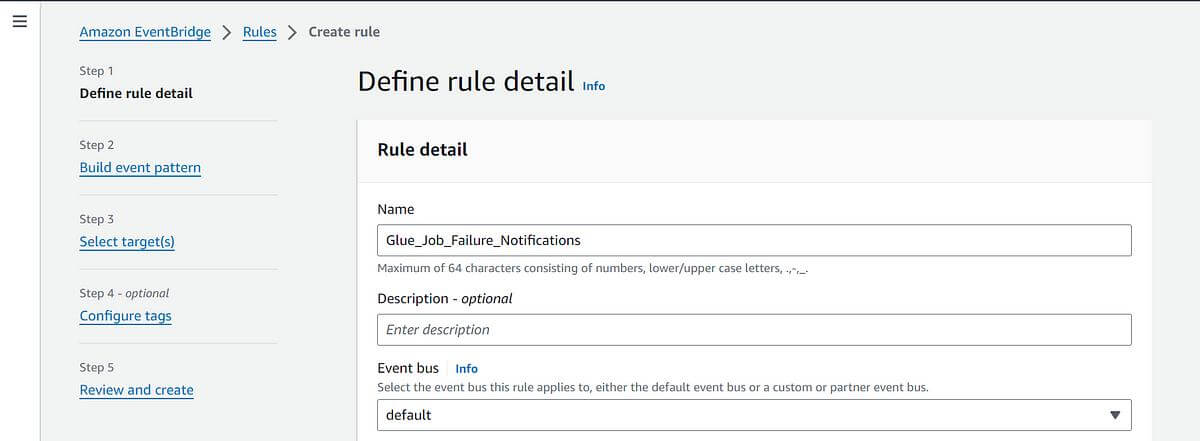 screenshot image: define the rule details by providing a name-you can also give a description